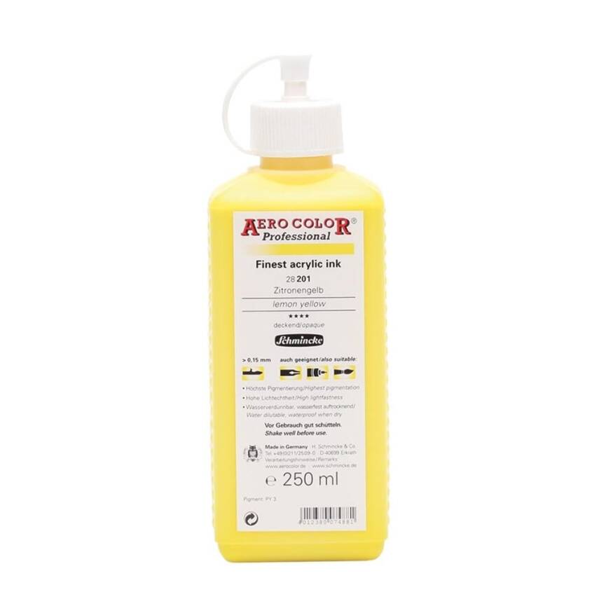 Schmincke Aero Color Akrilik Mürekkep 250 ml 201 Lemon Yellow - 1