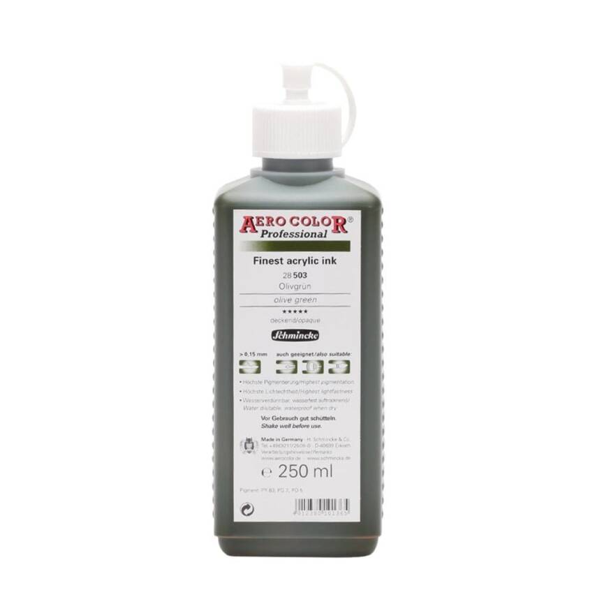 Schmincke Aero Color Akrilik Mürekkep 250 ml 503 Olive Green - 1