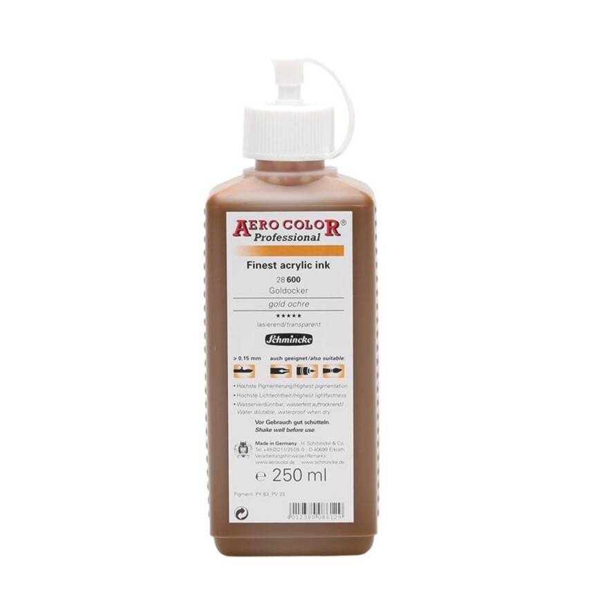 Schmincke Aero Color Akrilik Mürekkep 250 ml 600 Gold Ochre - 1