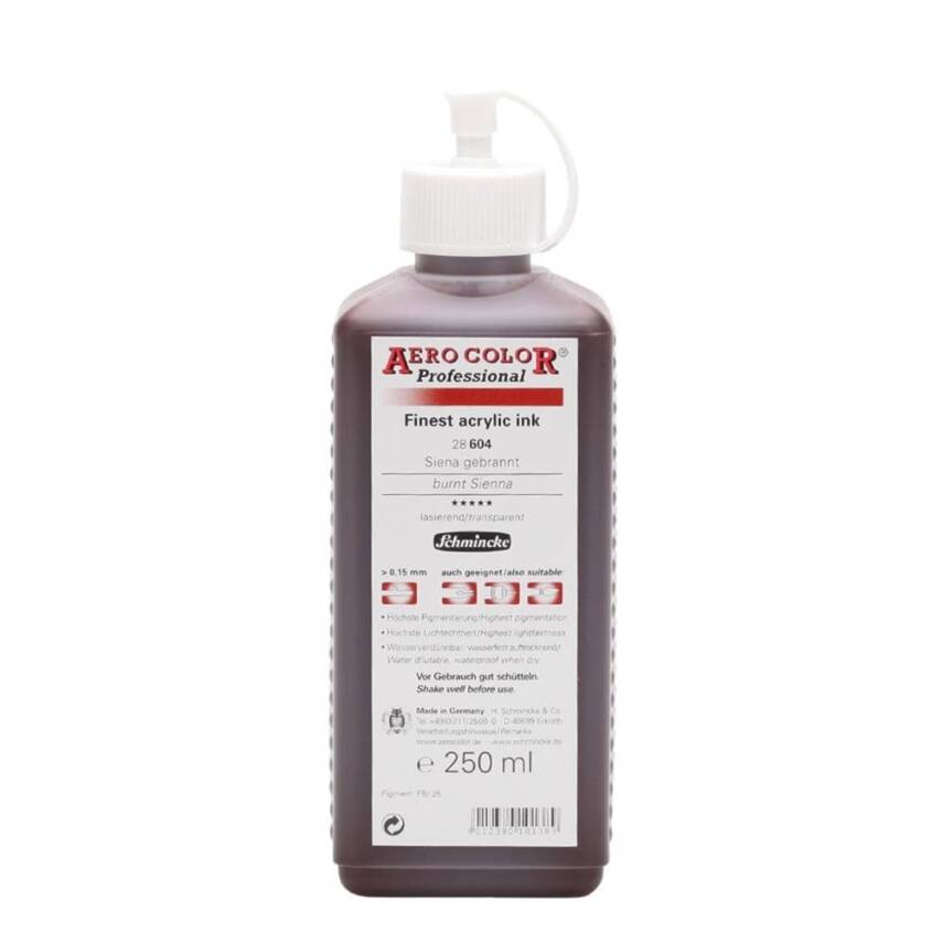 Schmincke Aero Color Akrilik Mürekkep 250 ml 604 Burnt Sienna - 1