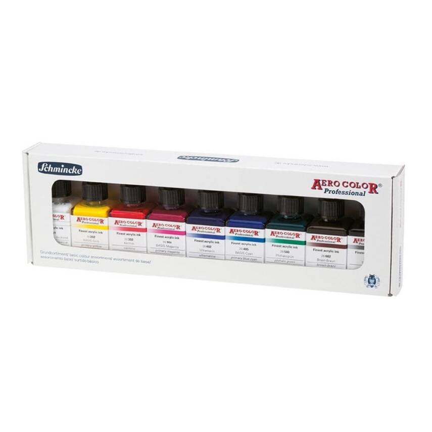 Schmincke Aero Color Akrilik Mürekkep Set 9x28ml - 1