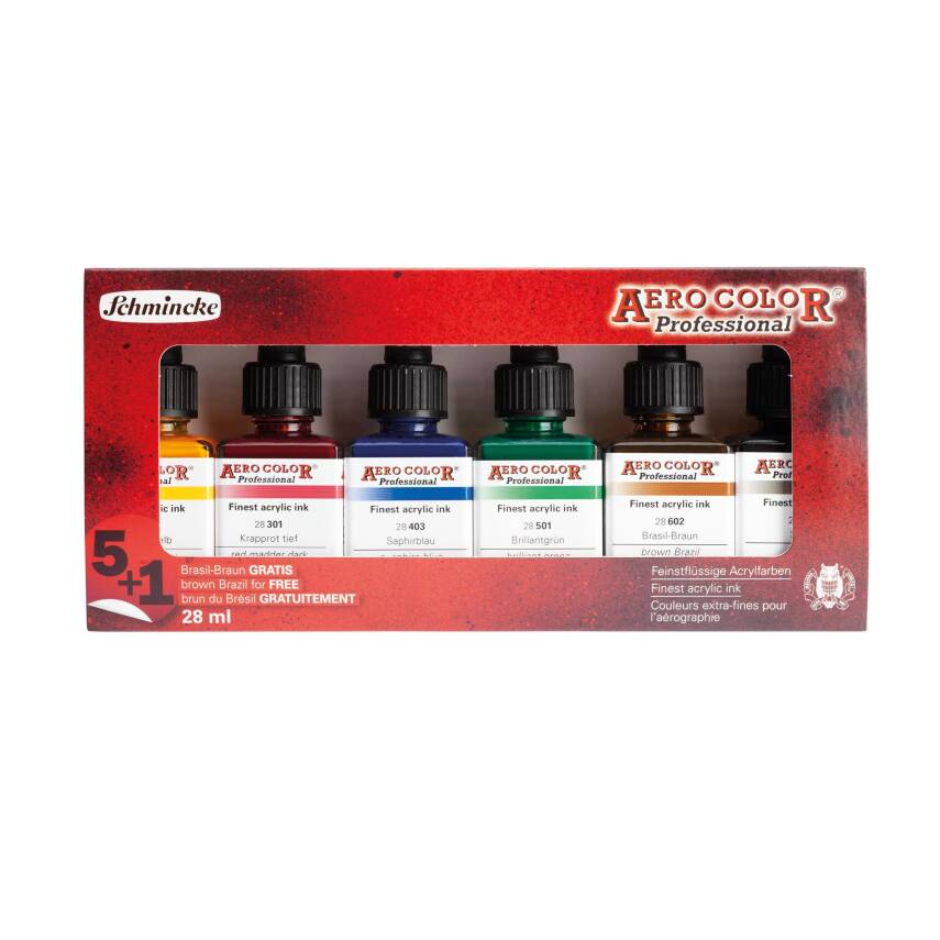 Schmincke Aerocolor Professional Liquid Acrylic Special Set 28 ml 5+1 Colors - 1