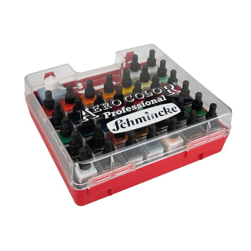 Schmincke Aerocolor Professional Plastik Kutu Boya Seti 37x28 ml + Aeroclean Temizleyici 81136 - 4