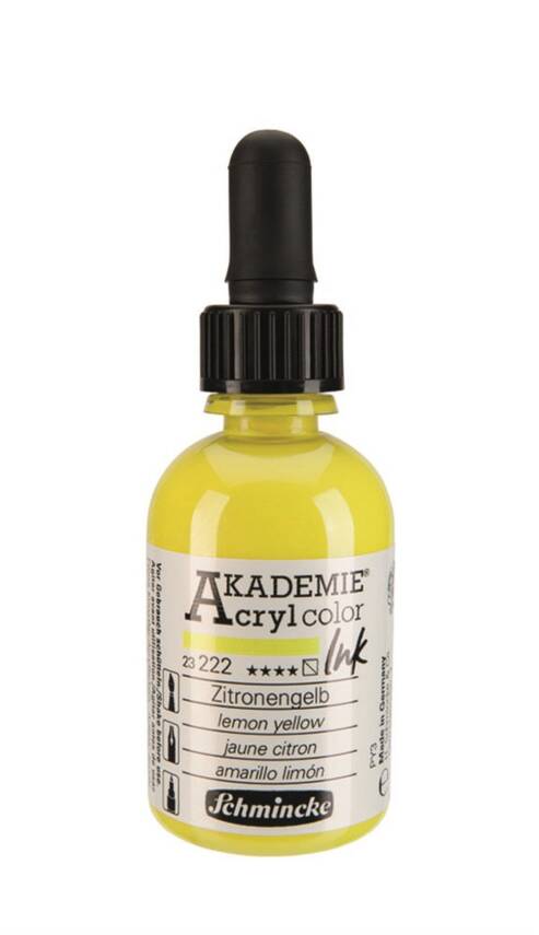 Schmincke Akademie Acrylic Ink 50 ml 222 Lemon Yellow - 1