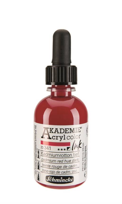 Schmincke Akademie Acrylic Ink 50 ml 341 Cadmium Red Hue Dark - 2