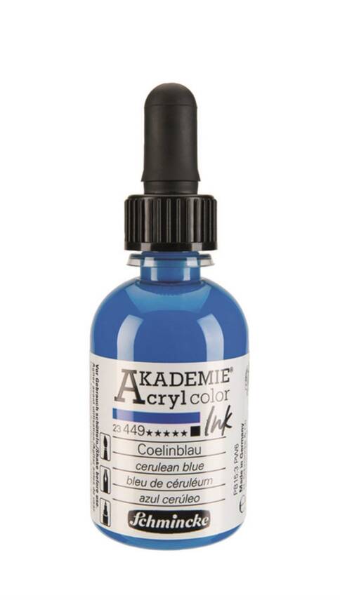 Schmincke Akademie Acrylic Ink 50 ml 449 Cerulean Blue - 2