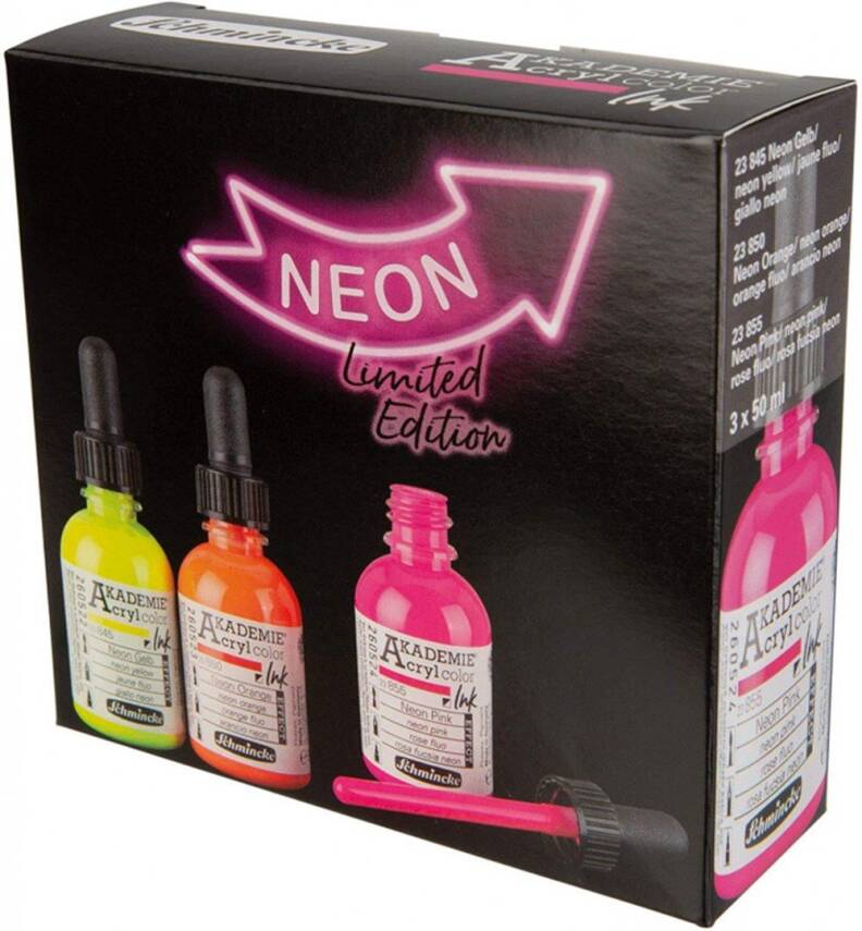 Schmincke Akademie Acrylic Ink 50 ml Neon Set 3 Colors - 1