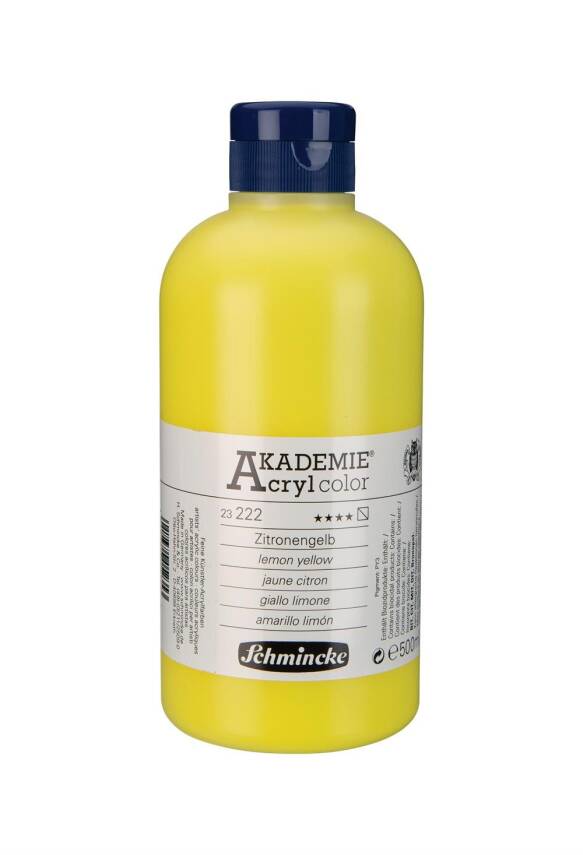 Schmincke Akademie Acrylic Paint 500 ml 222 Lemon Yellow - 1