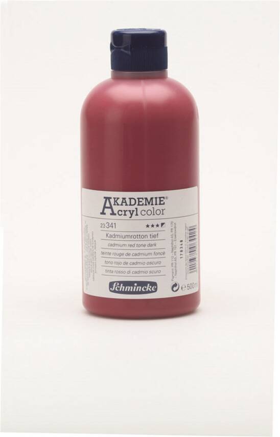 Schmincke Akademie Acrylic Paint 500 ml 341 Cadmium Red Hue Dark - 4