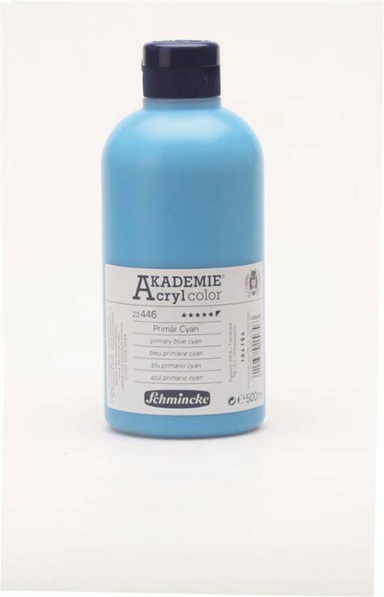 Schmincke Akademie Acrylic Paint 500 ml 446 Primary Blue Cyan - 2