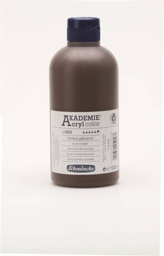 Schmincke Akademie Acrylic Paint 500 ml 669 Burnt Umber - 1