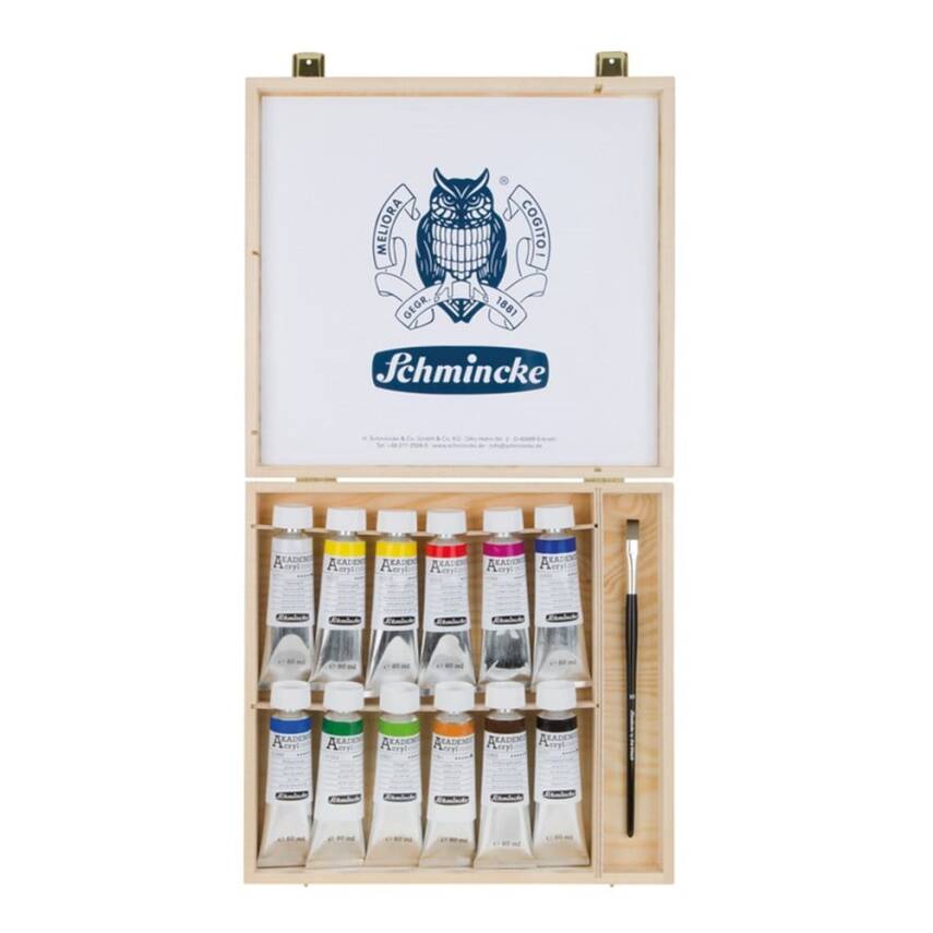 Schmincke Akademie Acrylic Paint Set Wooden Box 12 x 60 ml - 2