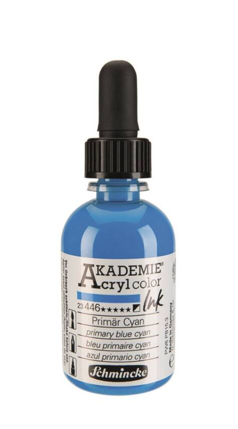 Schmincke Akademie Akrilik Mürekkep 50 ml 446 Primary Blue Cyan - 1