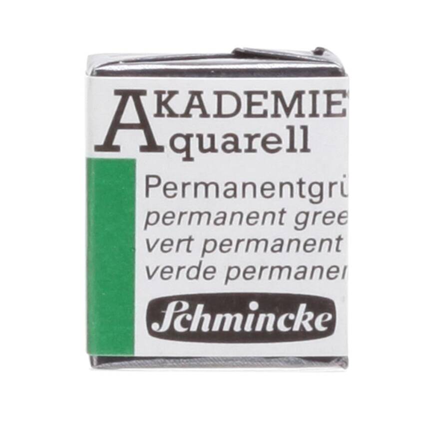 Schmincke Akademie Aquarell Half Pan Watercolor 553 Permanent Green - 1