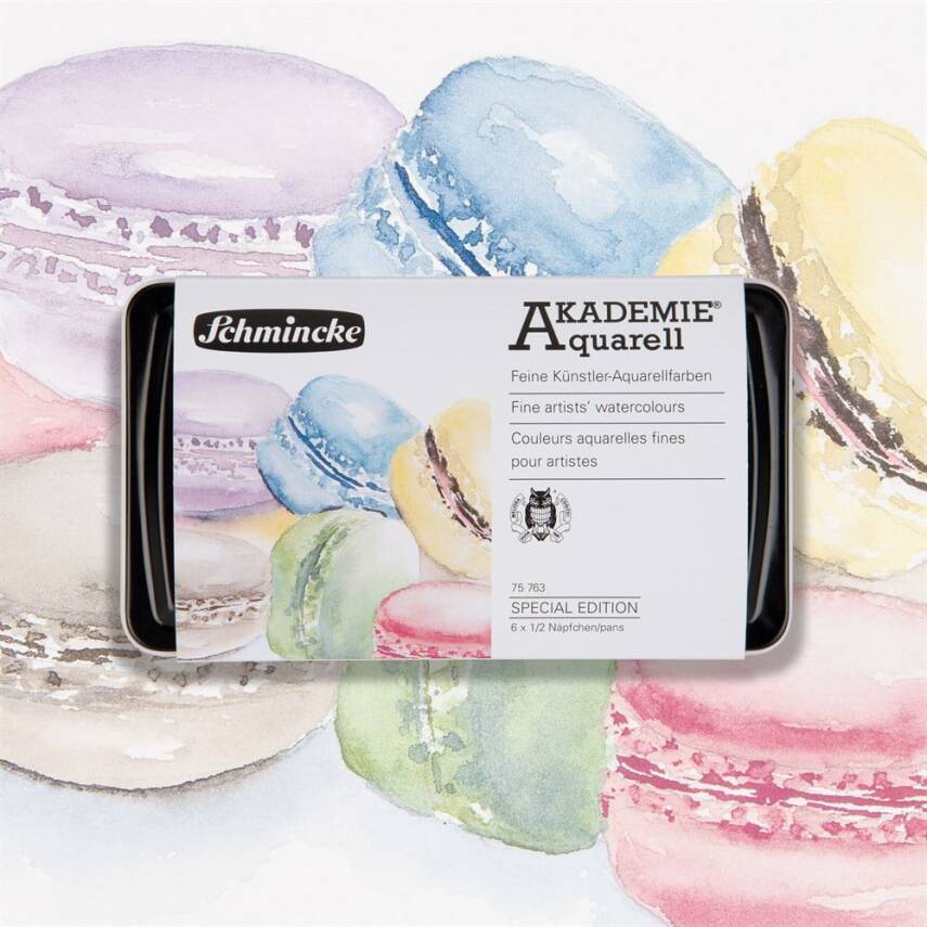 Schmincke Akademie Aquarell Metal Box Watercolor Set 6 x Half Pan 75763 - 1