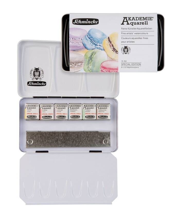 Schmincke Akademie Aquarell Metal Box Watercolor Set 6 x Half Pan 75763 - 2