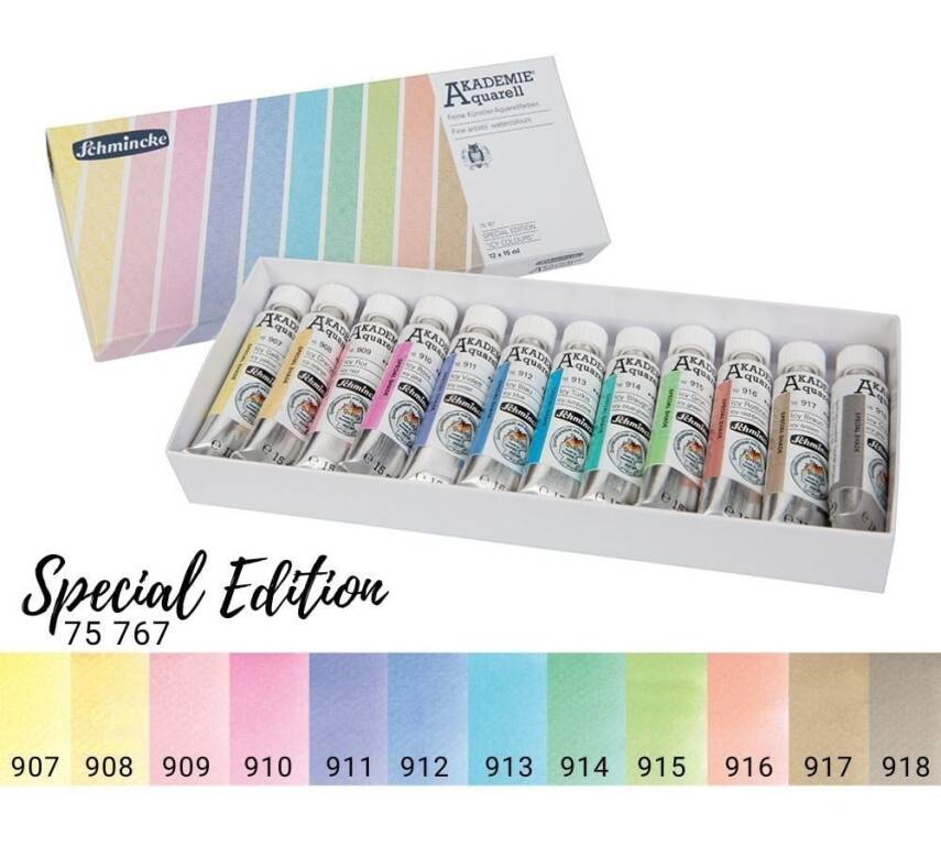 Schmincke Akademie Aquarell Sulu Boya Seti 12 x 15 ml 75767 - 1