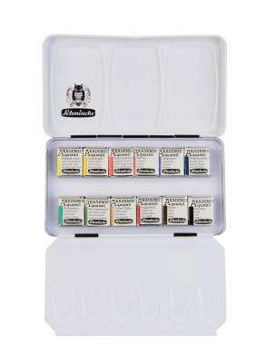 Schmincke Akademie Aquarell Metal Kutu Sulu Boya Seti 12 X Yarım Tablet 75112 - 1