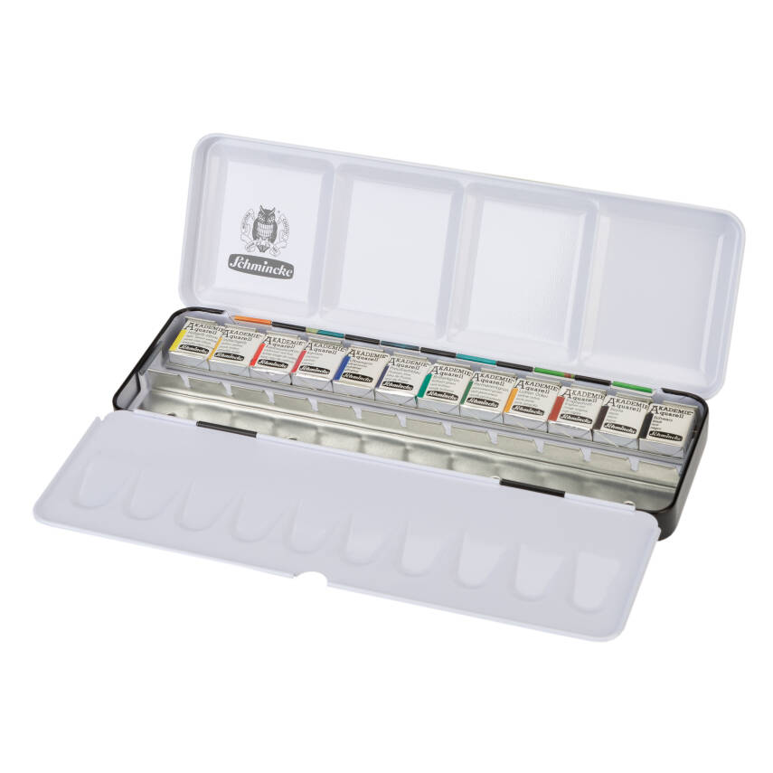 Schmincke Akademie Aquarell Özel Desen Metal Kutu Sulu Boya Seti 12 X Yarım Tablet - 2