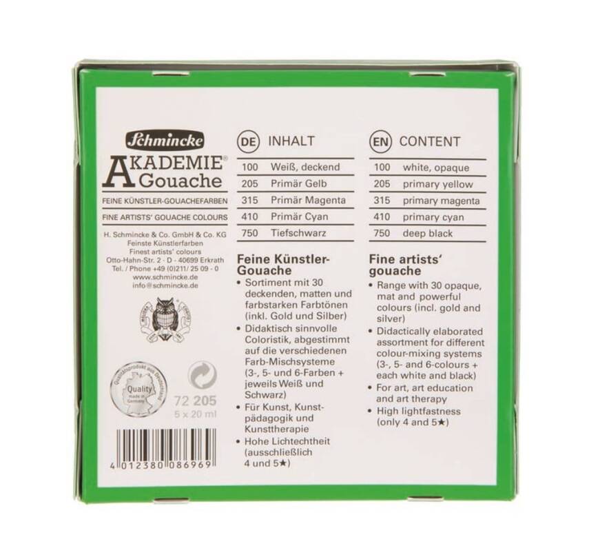 Schmincke Akademie Gouache Paint Set 5x20ml - 5