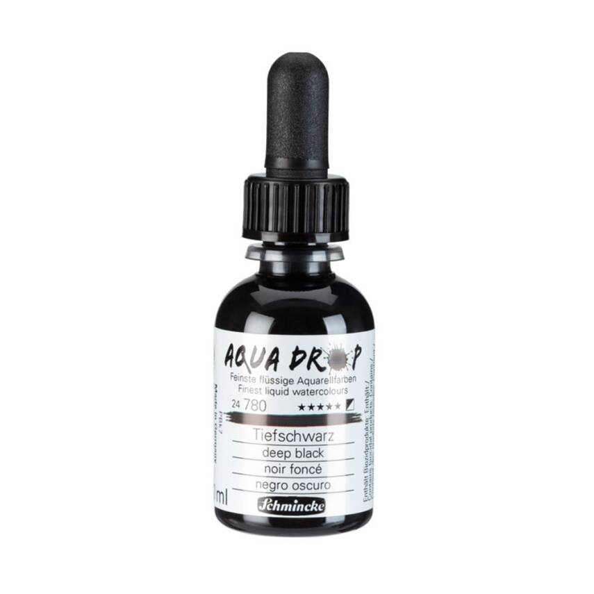 Schmincke Aqua Drop Sıvı Suluboya 30 ml 780 Deep Black  - 1
