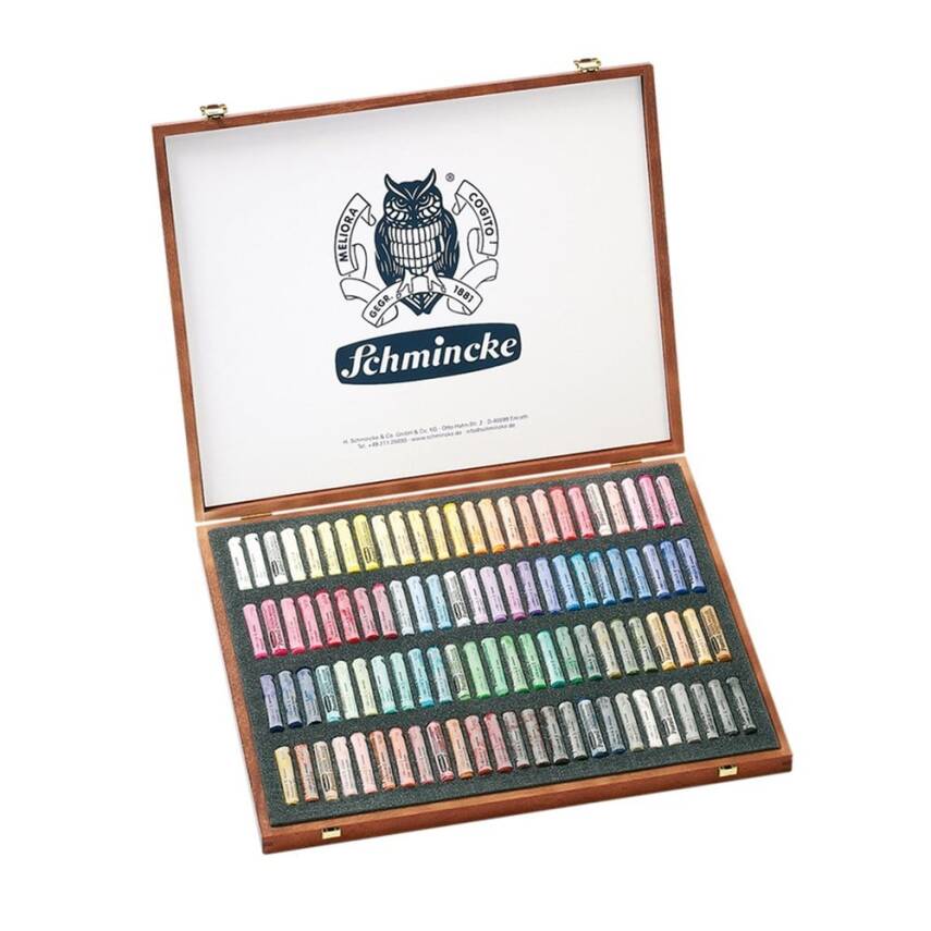 Schmincke Artist Soft Pastel Set in Wooden Box, 100 General Purpose Colors 77100 - 1