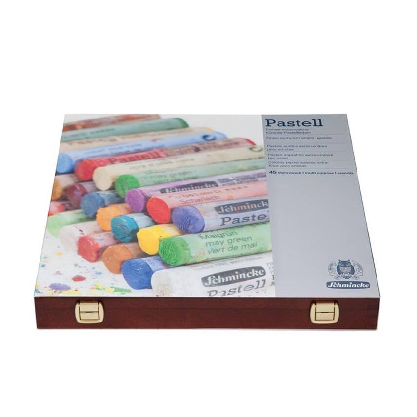 Schmincke Artist Soft Pastel Set in Wooden Box, 45 General Purpose Colors 77245 - 2