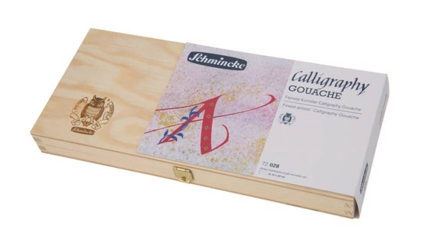 Schmincke Calligraphy Artist Gouache Paint Set Wooden Box 12x20ml - 2