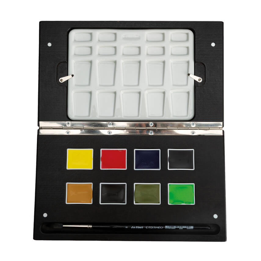 Schmincke Horadam Aquarell Ahşap Kutu Artist Suluboya Seti 8'li XL Tablet Fırça ve Palet Hediyeli - 2