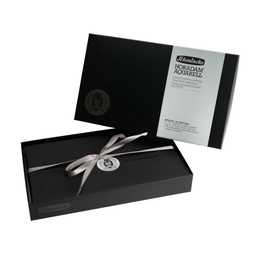 Schmincke Horadam Aquarell Ahşap Kutu Artist Suluboya Seti 8'li XL Tablet Fırça ve Palet Hediyeli - 1