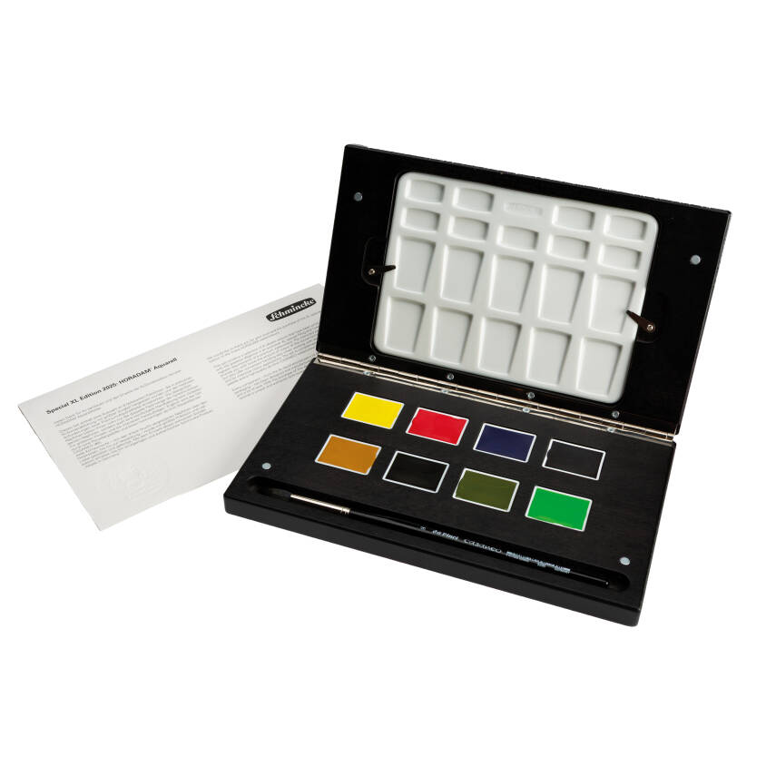 Schmincke Horadam Aquarell Ahşap Kutu Artist Suluboya Seti 8'li XL Tablet Fırça ve Palet Hediyeli - 5