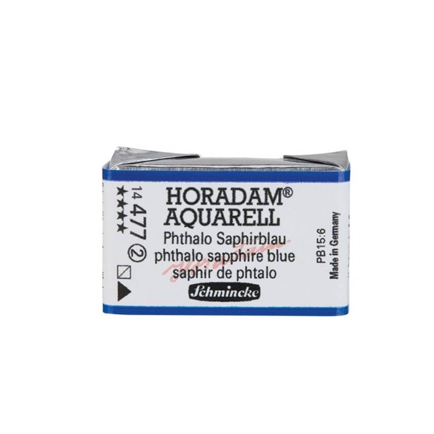 Schmincke Horadam Aquarell Artist Sulu Boya Tam Tablet 477 Phthalo Sapphire Blue Seri 2 - 1