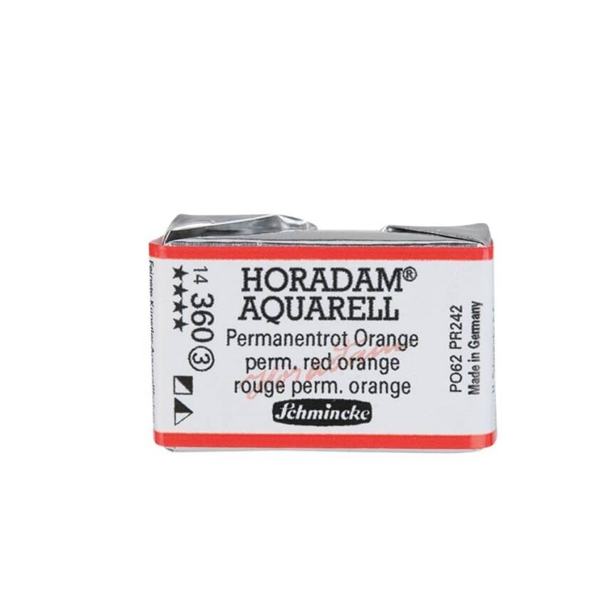 Schmincke Horadam Aquarell Artist Sulu Boya Tam Tablet 360 Permanent Red Orange Seri 3 - 1