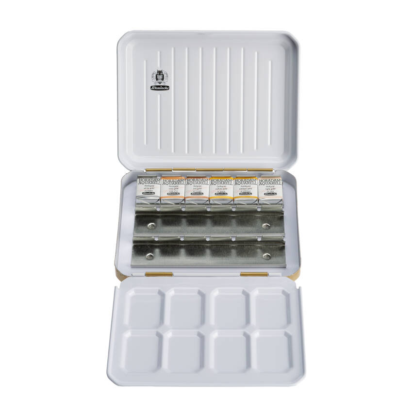 Schmincke Horadam Aquarell Özel Altın Renk Kutulu Yaldız Renkler 6 x Yarım Tablet - 2