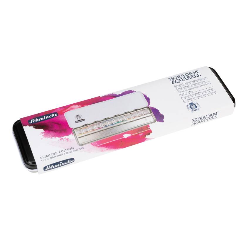 Schmincke Horadam Aquarell Slimline Edition Watercolor Set 12 Half Pan 74825 - 1