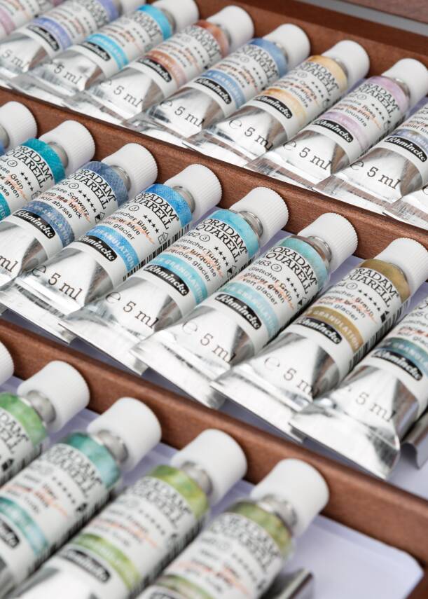 Schmincke Horadam Aquarell Supergranulating Ahşap Kutu Artist Sulu Boya Seti 5 ml x 40 Tüp 74644 - 4