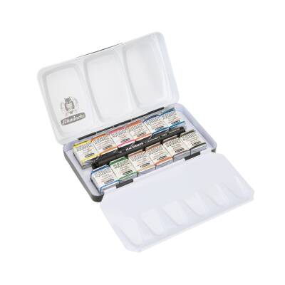 Schmincke Horadam Aquarell Travel Watercolor Set 12 x Half Pan Casaneo Brush Gift 74652 - 1