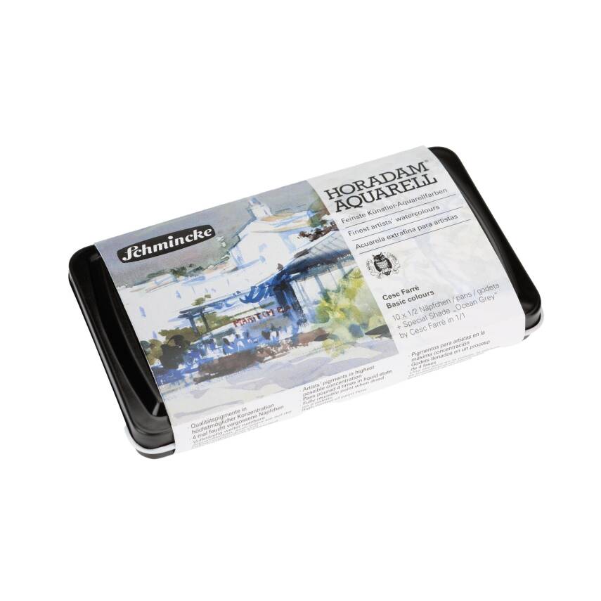Schmincke Horadam Aquarell Watercolor Set Special Edition Cesc Ferre Basic Colors 10 x Half Pan 1 Full Pan 74654 - 1
