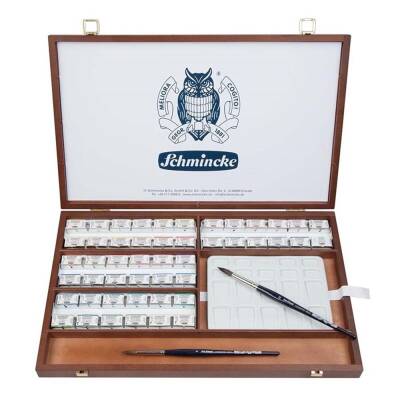 Schmincke Horadam Aquarell Wooden Box Artist Watercolor Set 48 X Full Pan 74348 - 1