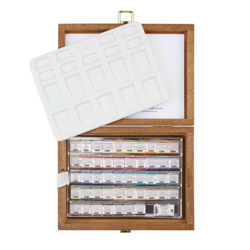 Schmincke Horadam Aquarell Wooden Box Artist Watercolour Set 48 x Half Pan 74548 - 1