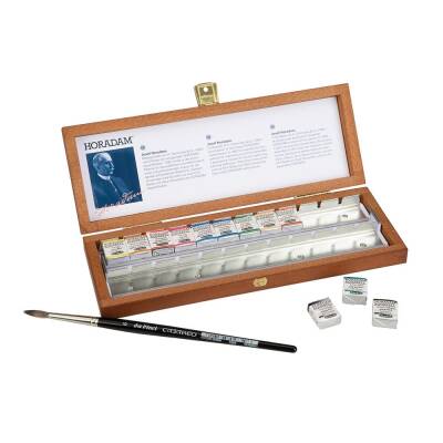 Schmincke Horadam Aquarell Wooden Box Artist Watercolour Set Standard and Supergranulation 12 x Half Pan 74884 - 2