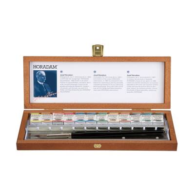 Schmincke Horadam Aquarell Wooden Box Artist Watercolour Set Standard and Supergranulation 12 x Half Pan 74884 - 3
