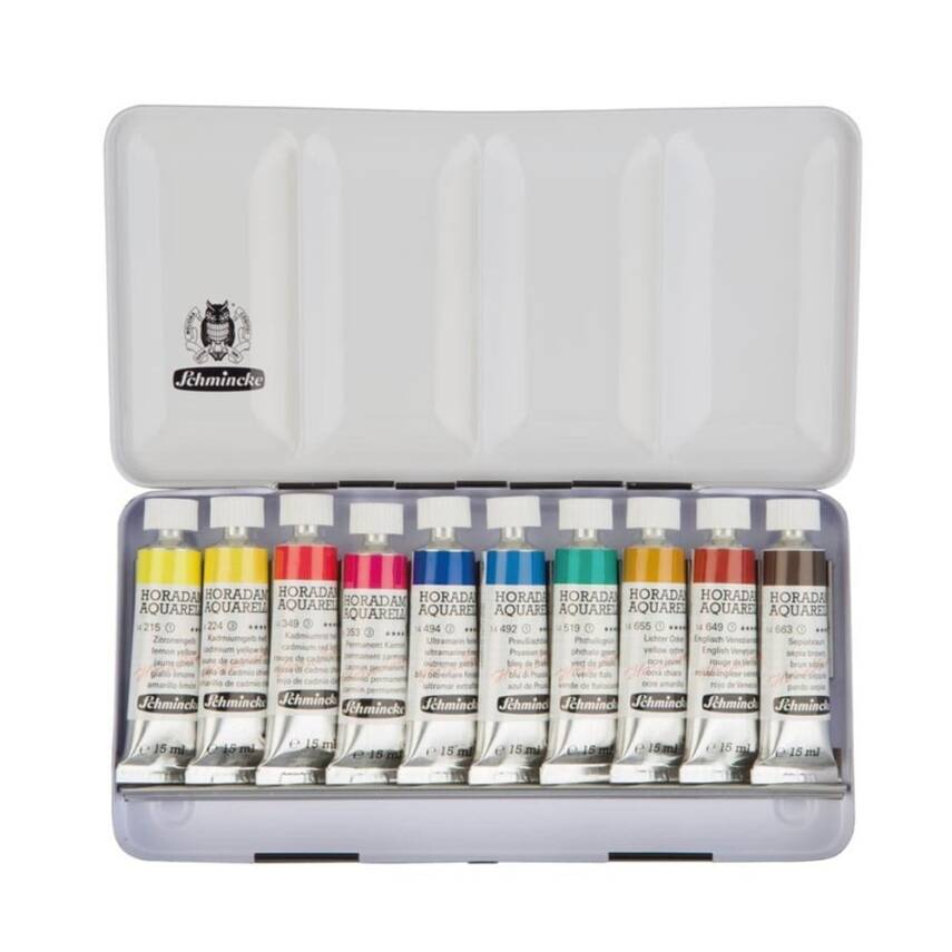 Schmincke Horadam Metal Box Artist Watercolor Set, 10 x 15 ml - 3