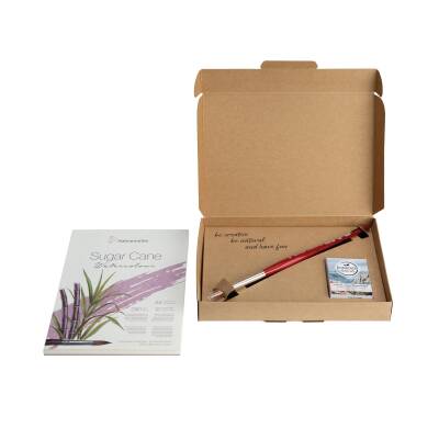 Schmincke Horadam Naturals 3-Piece Set Sugarcan Notebook and Da Vinci Brush