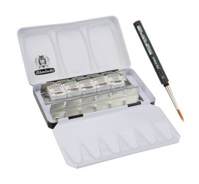 Schmincke Horadam Supergranulation Watercolor Deep Sea Set Metal Box 5 x 1/2 Tablets - 3