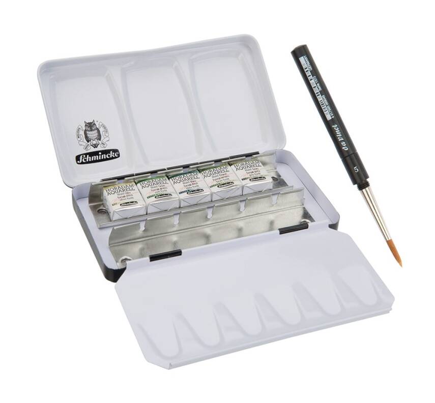 Schmincke Horadam Supergranulation Watercolor Deep Sea Set Metal Box 5 x 1/2 Tablets - 3
