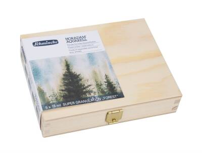Schmincke Horadam Supergranulation Watercolor Forest Set Wooden Box 5x15 ml