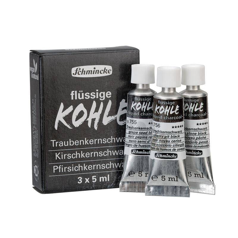 Schmincke Kohle Liquid Charcoal Sıvı Kömür Set 3 x 5 ml - 1