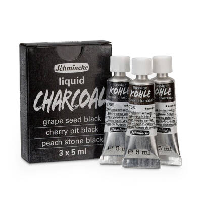 Schmincke Kohle Liquid Charcoal Sıvı Kömür Set 3 x 5 ml - 1