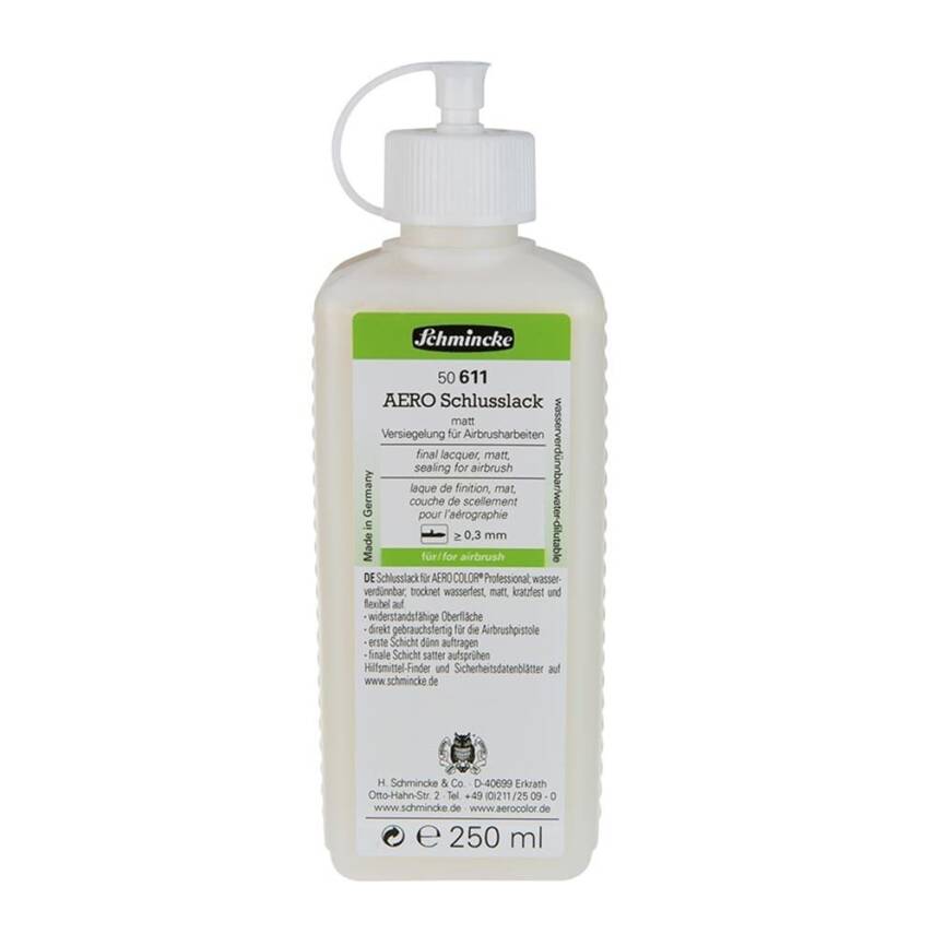 Schmincke Medium 611 Aerocolor Final Lacquer Matte Topcoat Varnish for Airbrush 250 ml - 1